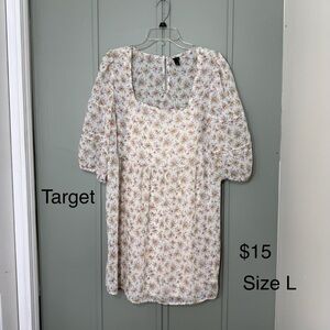 Target White Floral Puff Sleeve Dress